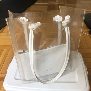 PVC White Leather Shoulder Tote Bag with Purse